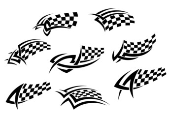 Obraz premium Checkered flags in tribal style