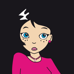 visage, femme, figure, portrait,  fille, face, tête, buste,