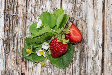 Heap of Strawberries with leaves