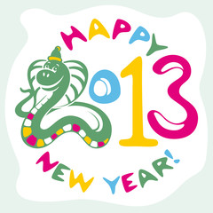 new year card with snake