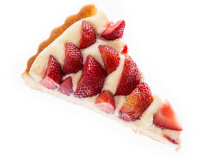 Piece of Strawberry Cake on white