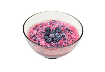 Blackberry (rubus) with sour cream
