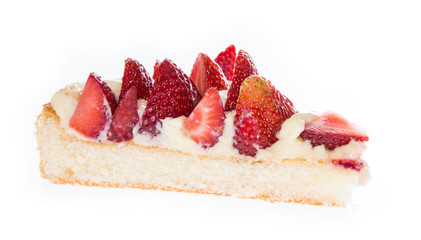Piece of Strawberry Cake on white
