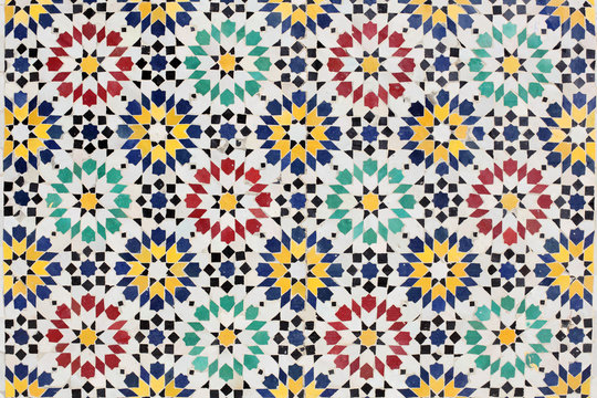 Colorful mosaic decoration in Rabat, Morocco