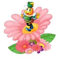 Türaufkleber Honigbiene und Blumen © GraphicsRF