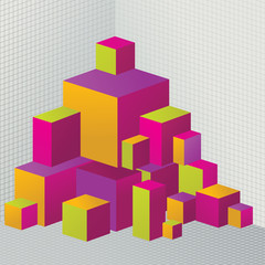 Abstract colored 3D cubes illustration for design