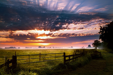 Fototapeta premium colorful sunrise in rural Groningen