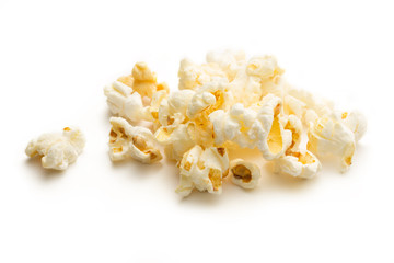 Popcorn on the white background