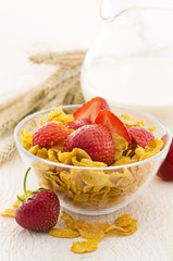 corn flakes mit Erdbeeren