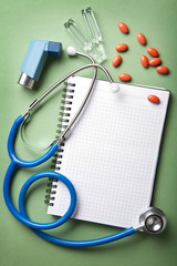 medical background with notebook