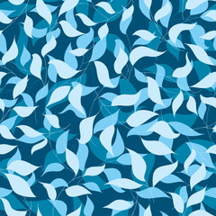 Blue leaves seamless pattern