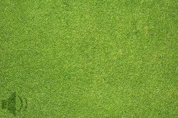 Speaker icon on green grass texture and  background