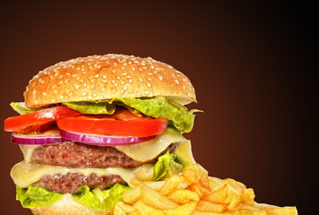 Hamburguesa doble sobre degradado.