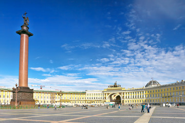 View Winter Palace  in  Saint Petersburg from Neva river.