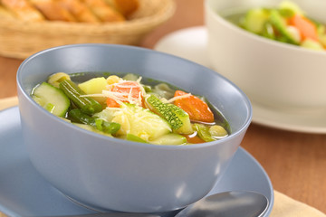 Bowl of homemade vegetarian Italian minestrone soup