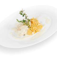 roasted chicken breast with risotto lentils
