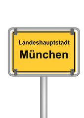 Ortsschild Landeshauptstadt München