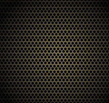 Gold Honeycomb On Black Background