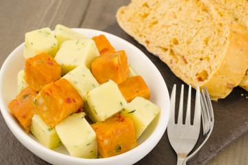 Tapas - Cheese with herbs & spices with Mediterranean bread
