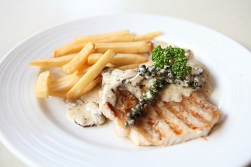 Grilled Porkchop with white sauce