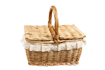 Picnic basket, isolated on white