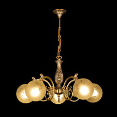 Vintage chandelier isolated on black