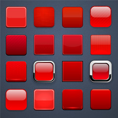 Red square high-detailed modern web buttons.