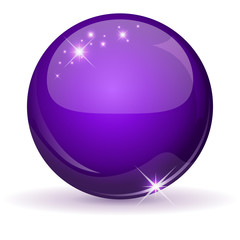 Violet glossy sphere isolated on white.