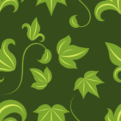 Fototapeta na wymiar Seamless green leaves vector pattern