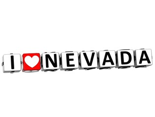 3D I Love Nevada Button Click Here Block Text