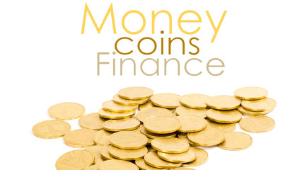 golden coins isolated on white
