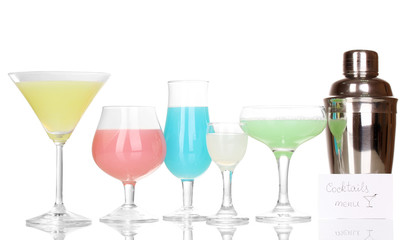 Tasty cocktails isolated on white