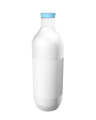 Full bottle of milk with white label
