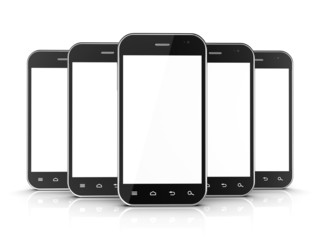 Group of black smartphones