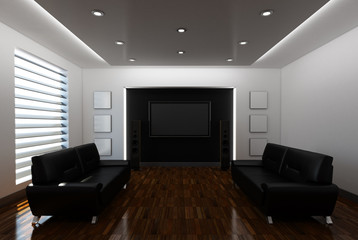 Home interior with sofa