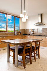 Interior design series: classic and modern kitchen with landscap