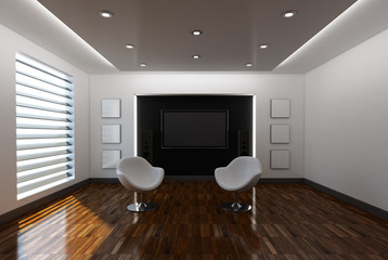 Home interior with sofa