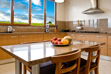 Interior design series: classic and modern kitchen with landscap