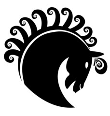 Naklejka premium Horse with swirly hair