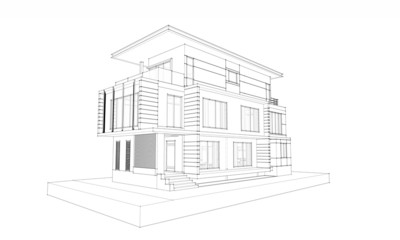 Wireframe of modern house