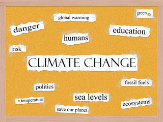 Climate Change Corkboard Word Concept