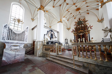 Interior of Trinitatis Kirke in Copenhagen, Denmark.