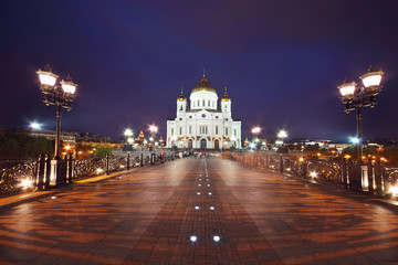Fototapeta na wymiar Sobór Chrystusa Zbawiciela w nocy, Moskwa, Rosja.