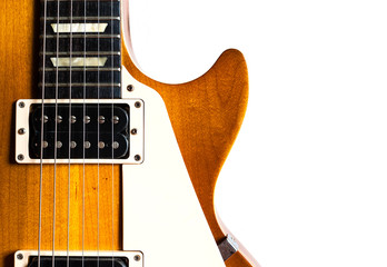 Old electric guitar on white background
