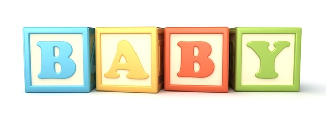 Alphabet building blocks that spelling the word baby
