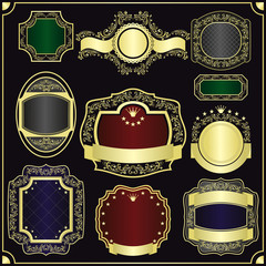 Vector set of the gold framing for labels -  style vintage