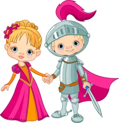Foto op Plexiglas Ridders Middeleeuwse jongen en meisje