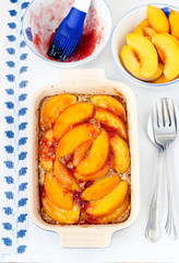Almond and peach pudding