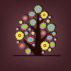 Beautiful vector tree with flowers