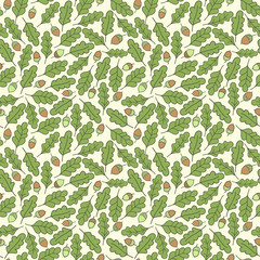 Seamless pattern with acorns and leafs #1